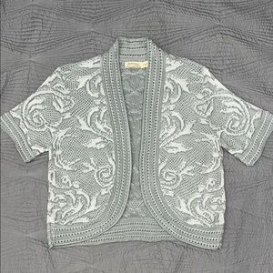 Faded Glory Cardigan Elegant Gray & White Open-Front Sweater size XL